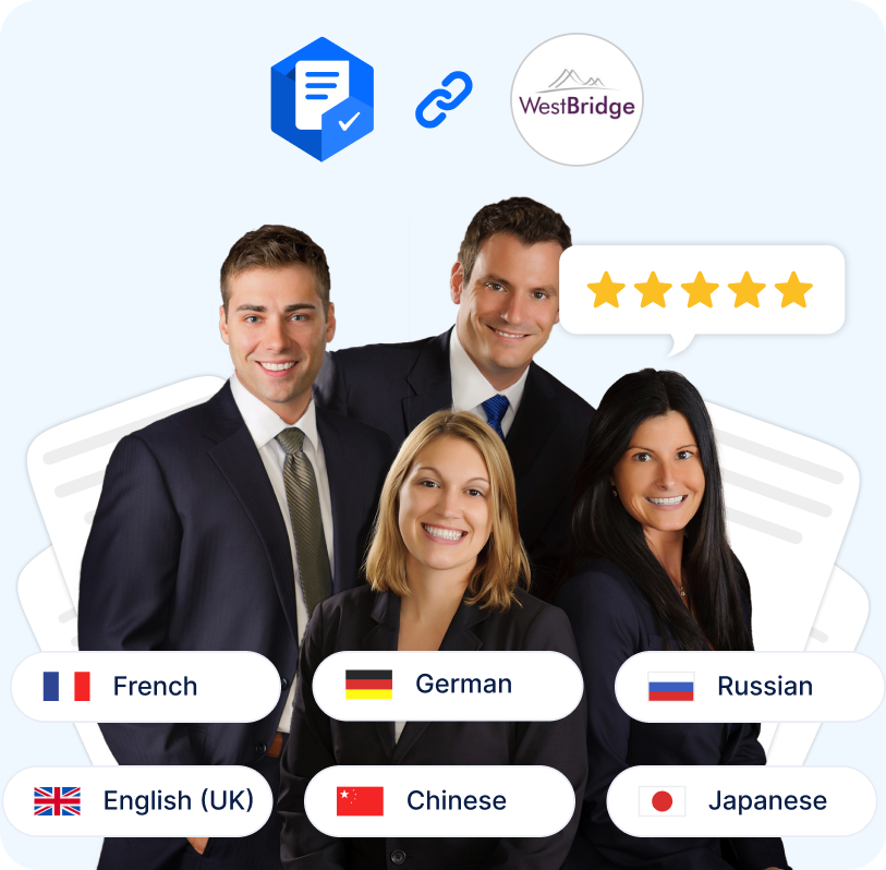 Das Team von Westbridge Law arbeitet mit Priority Translate bei grenzüberschreitenden juristischen Übersetzungen zusammen.