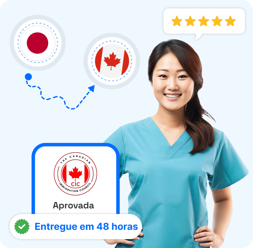 Uma mulher segurando um documento aprovado pelo IRCC para imigração no Canadá após tradução juramentada