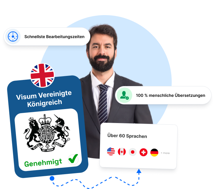 Ein Berufstätiger mit einem genehmigten britischen Visum, der bereit ist, beglaubigte Dokumente zur Überprüfung durch UKVI einzureichen.