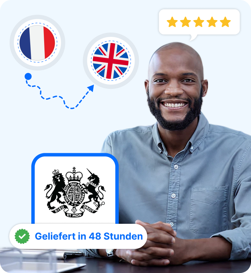 Ein britischer Visumantragsteller aus Frankreich nach Erhalt beglaubigter Übersetzungen zur Genehmigung durch UKVI